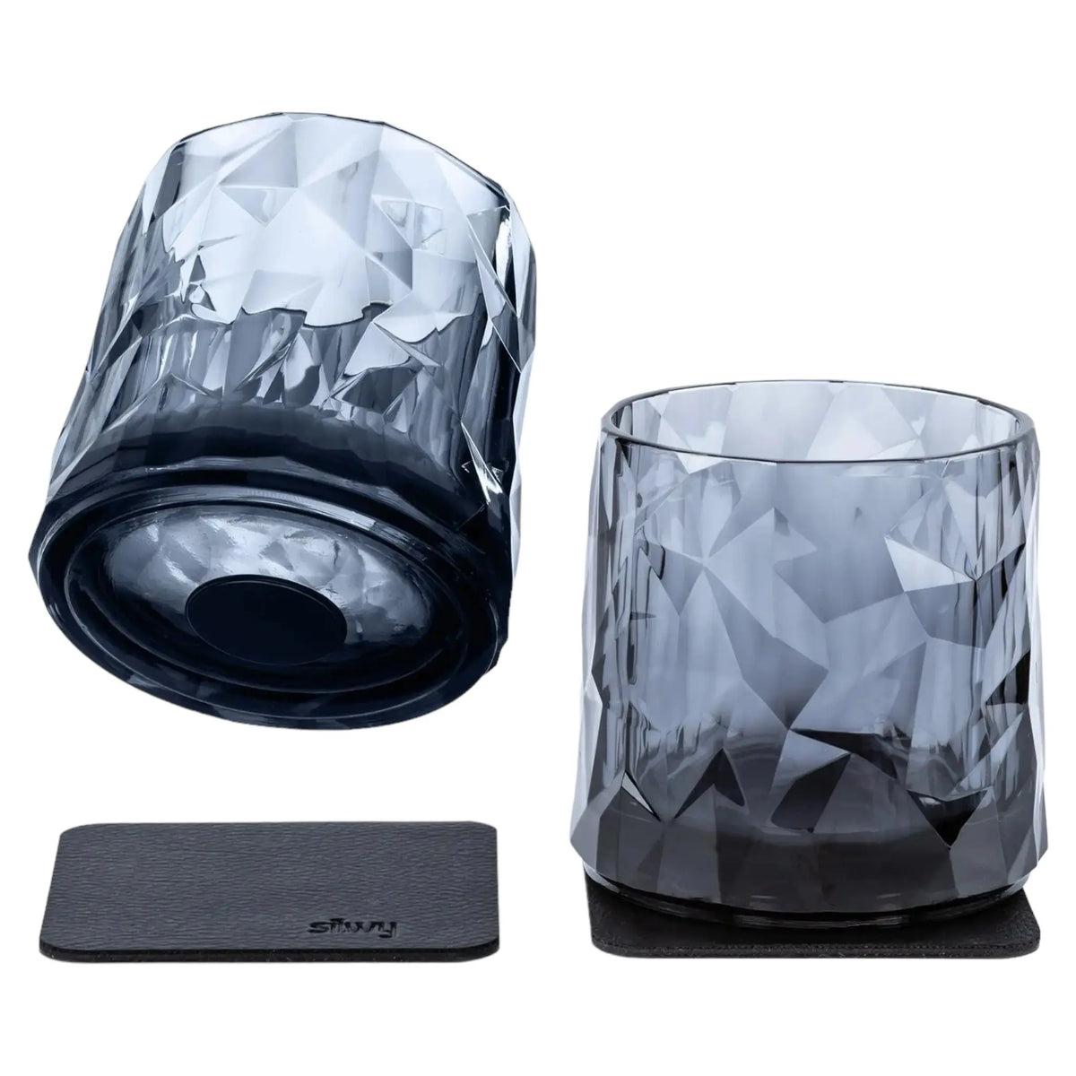 2 x Magnetic Plastic Glass Tumbler Grey By Silwy Silwy