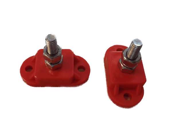 2 x Single post cable connection distribution posts Red BLA