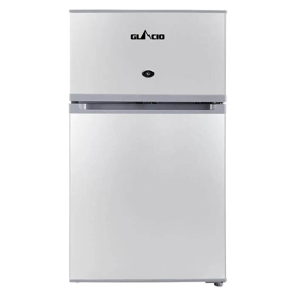 65L Upright Fridge Freezer 12v24v240v Silver Glacio