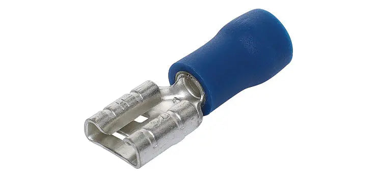 Blue 6.3mm Female Half insulated Spade Crimp Pk 100 Altronics