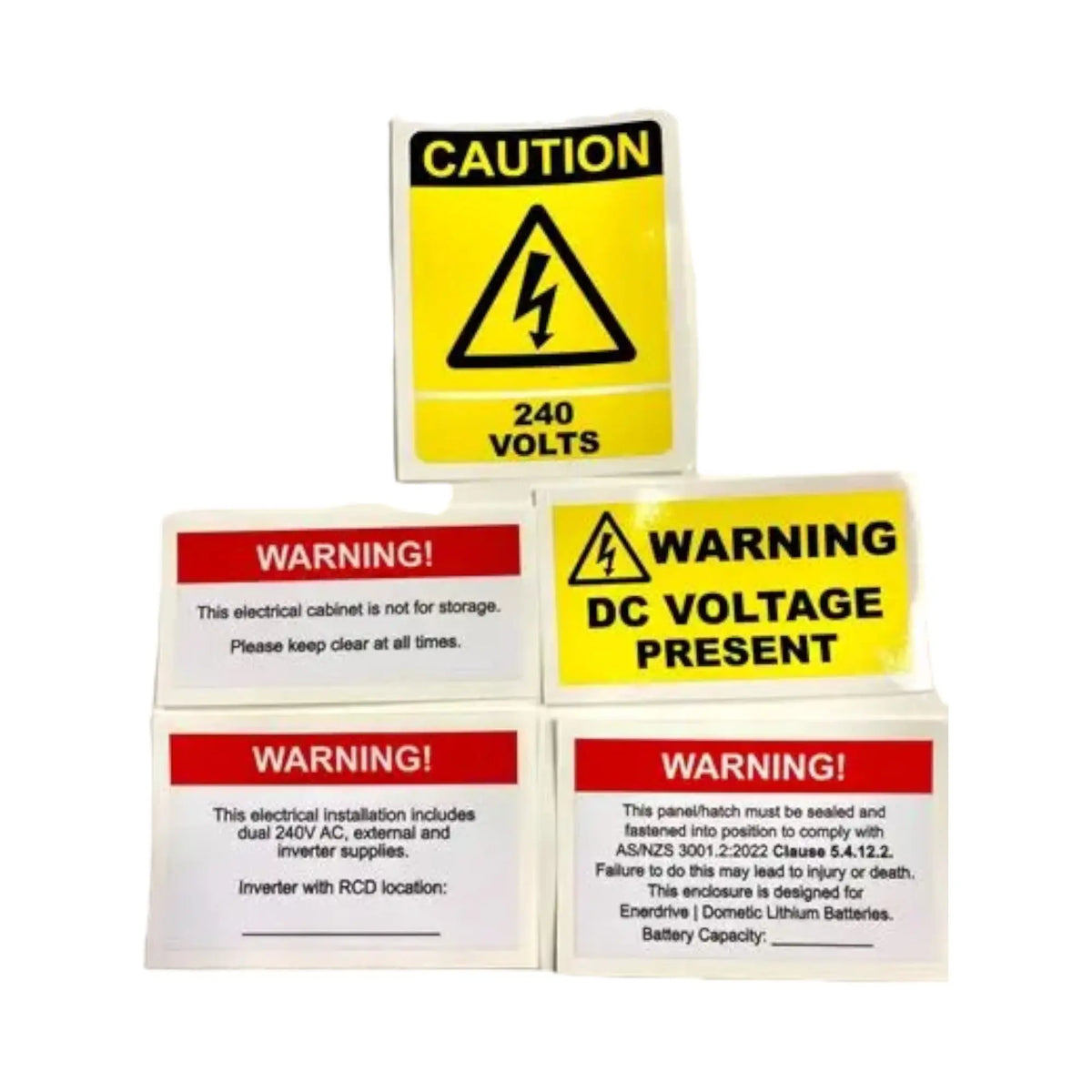 Enerdrive invertor Warning Label Kit Enerdrive