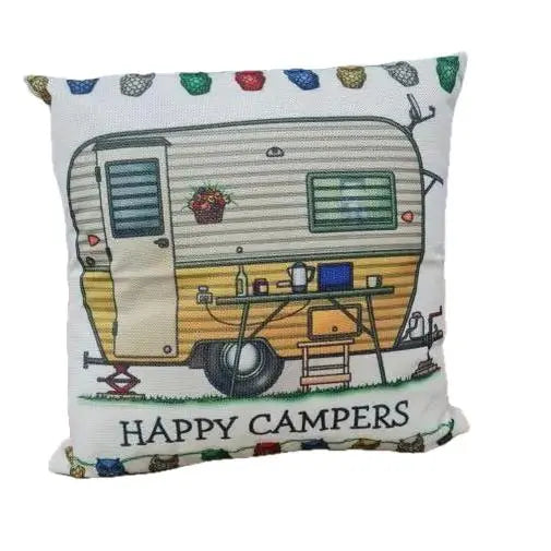 Happy Campers Pillow Cushion  - Caravan AUSSIEVAN