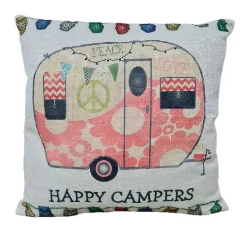 Happy Campers Pillow Cushion Caravan Style A Everything Caravans