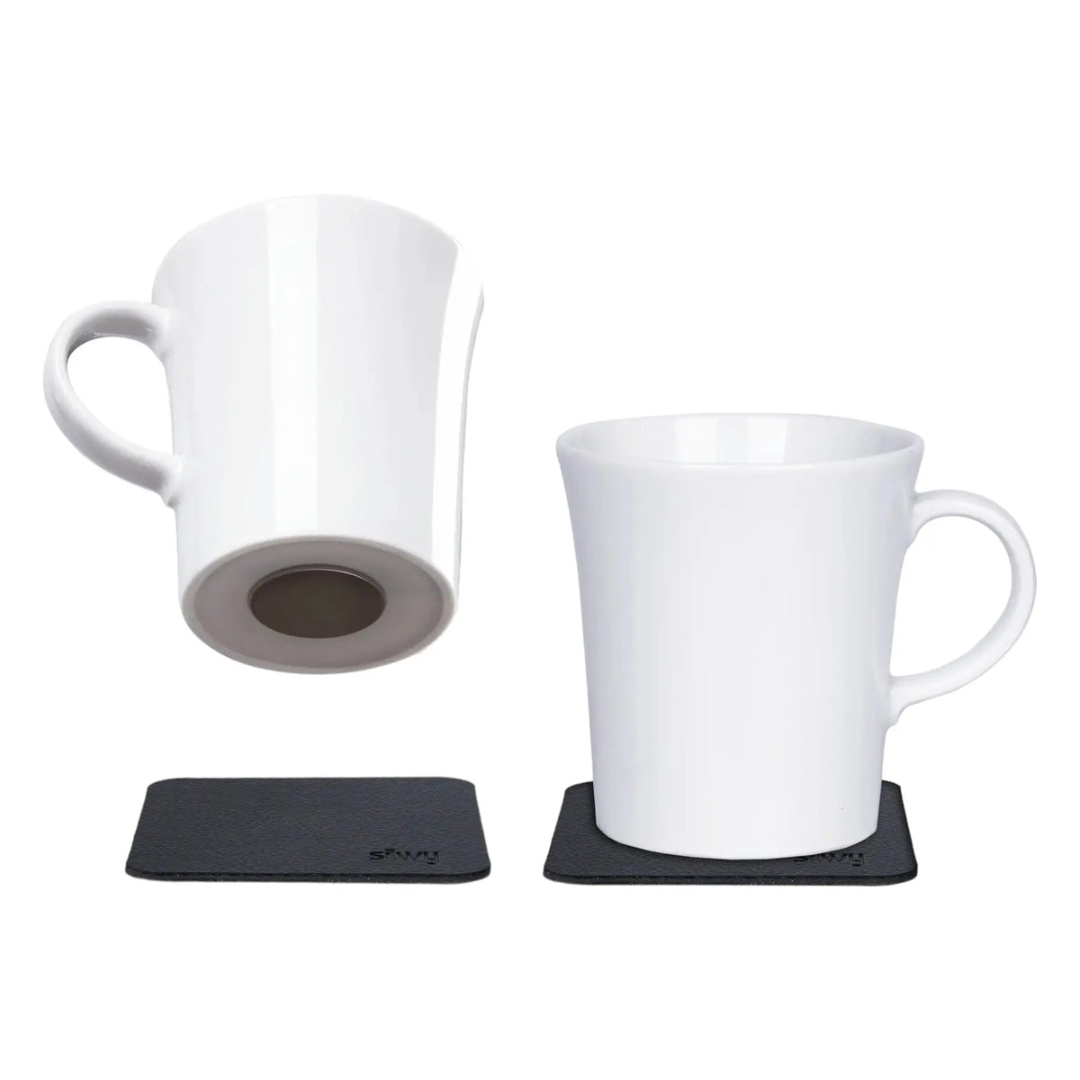 Porcelain Magnetic Handle Cups - Pads in BLACK - by Silwy Silwy