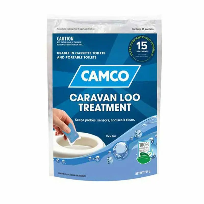 CAMCO Caravan Loo Treatment - Pure Rain Scent Drop Ins - 15 Per Bag Toilet Additive Camco