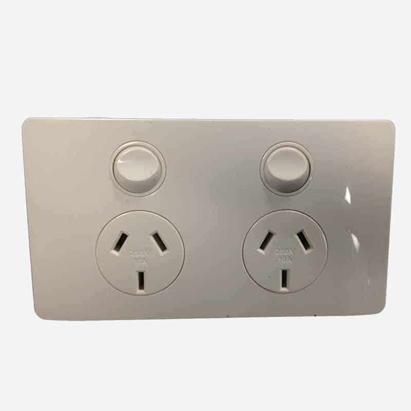 CMS POWER OUTLET DOUBLE NATURAL WHITE for Caravan 240 electrics CMS