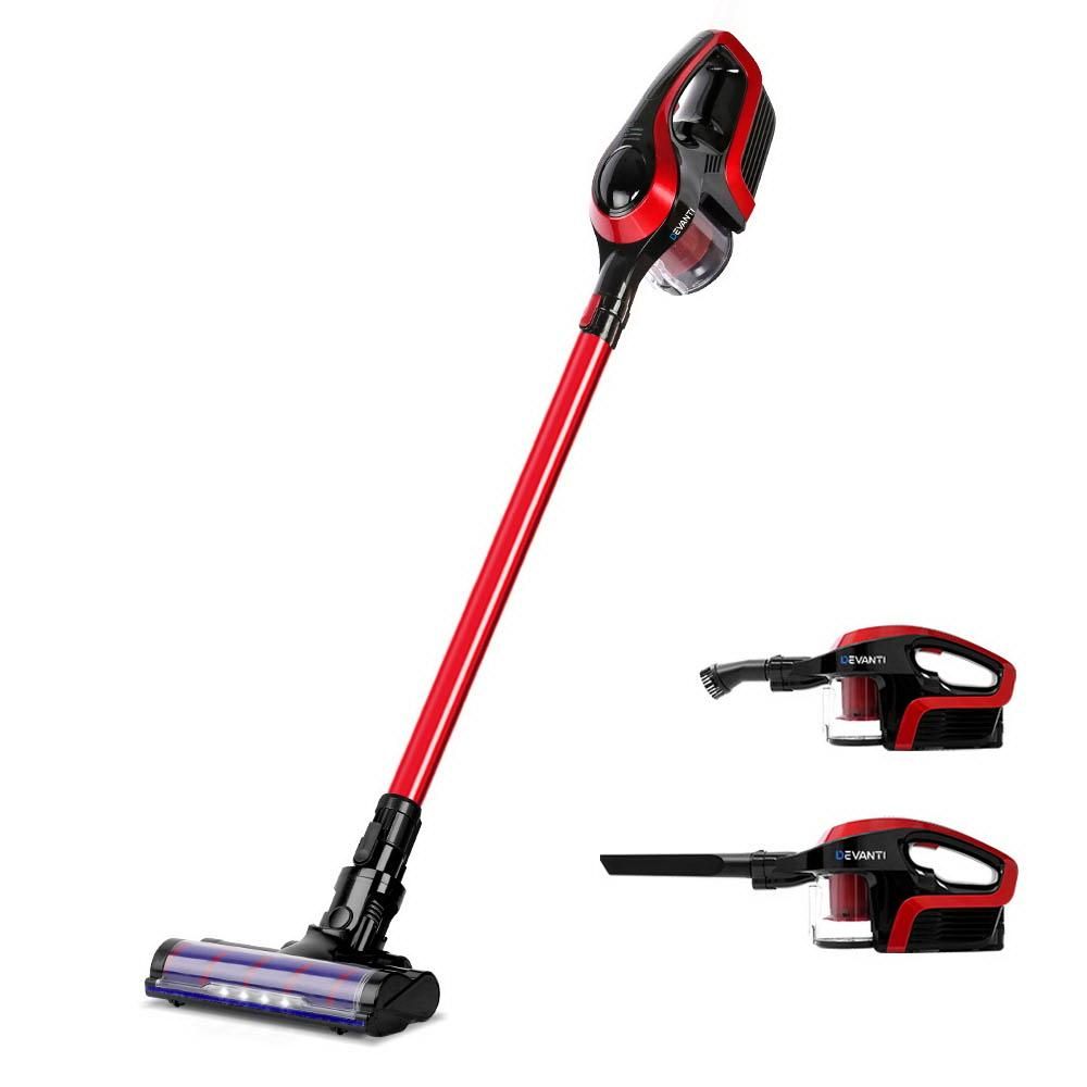 Devanti Cordless 150W Handstick Vacuum Cleaner - Red and Black Everything Caravans