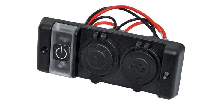 Dual USB and Car Accessory Flush Panel Mount Altronics