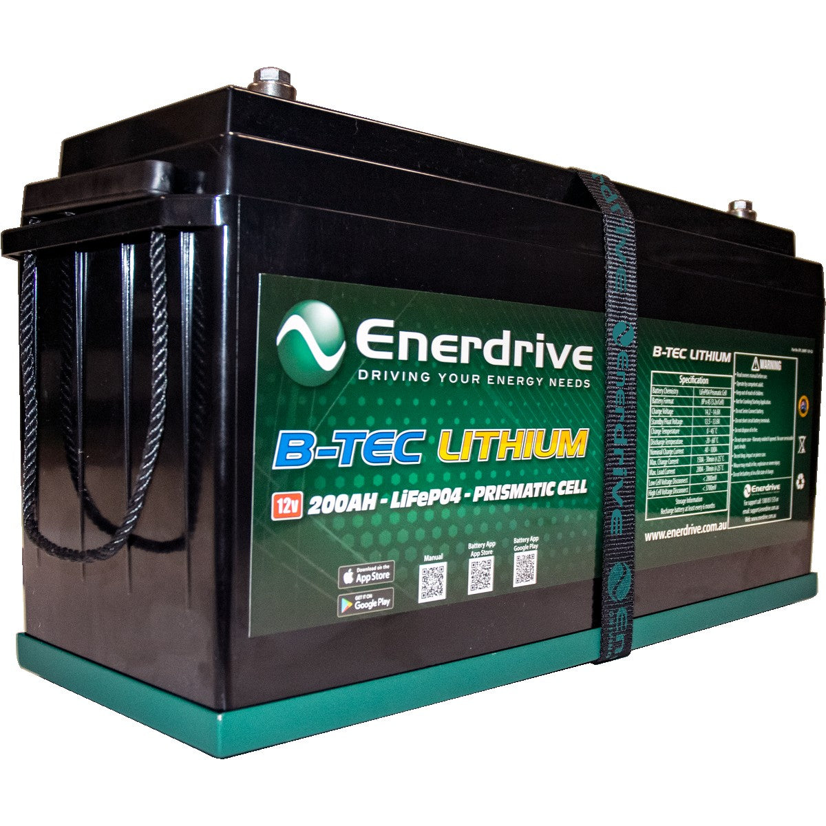 Enerdrive B-TEC 12V 200Ah Gen2 Lithium Battery LiFePO4 Enerdrive