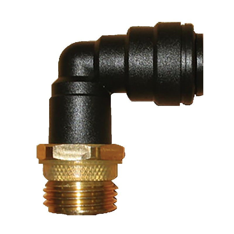 JG 1/2&quot; BRASS MALE ADAPTER W/12MM PLASTIC ELBOW. RM091214 John Guest