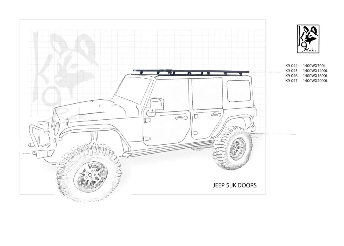 Jeep JK 5 Door K9 Roof Racks advanced expedition roof racks Eezi-Awn