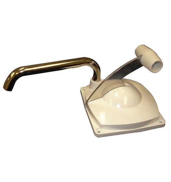 Lowboy Manual Hand Pump in White with Chrome Spout Lowboy