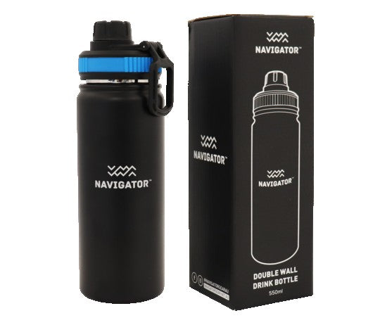 Navigator Gear DOUBLE WALL DRINK BOTTLE - Stainless Steel Black Navigator Gear