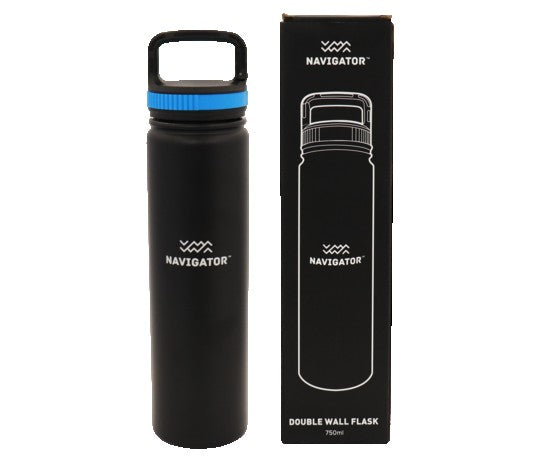 Navigator Gear DOUBLE WALL FLASK - Stainless Steel Black Navigator Gear