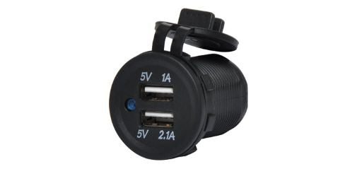 Caravan Dual USB Waterproof Panel Mount 3.1A Charging Socket Black