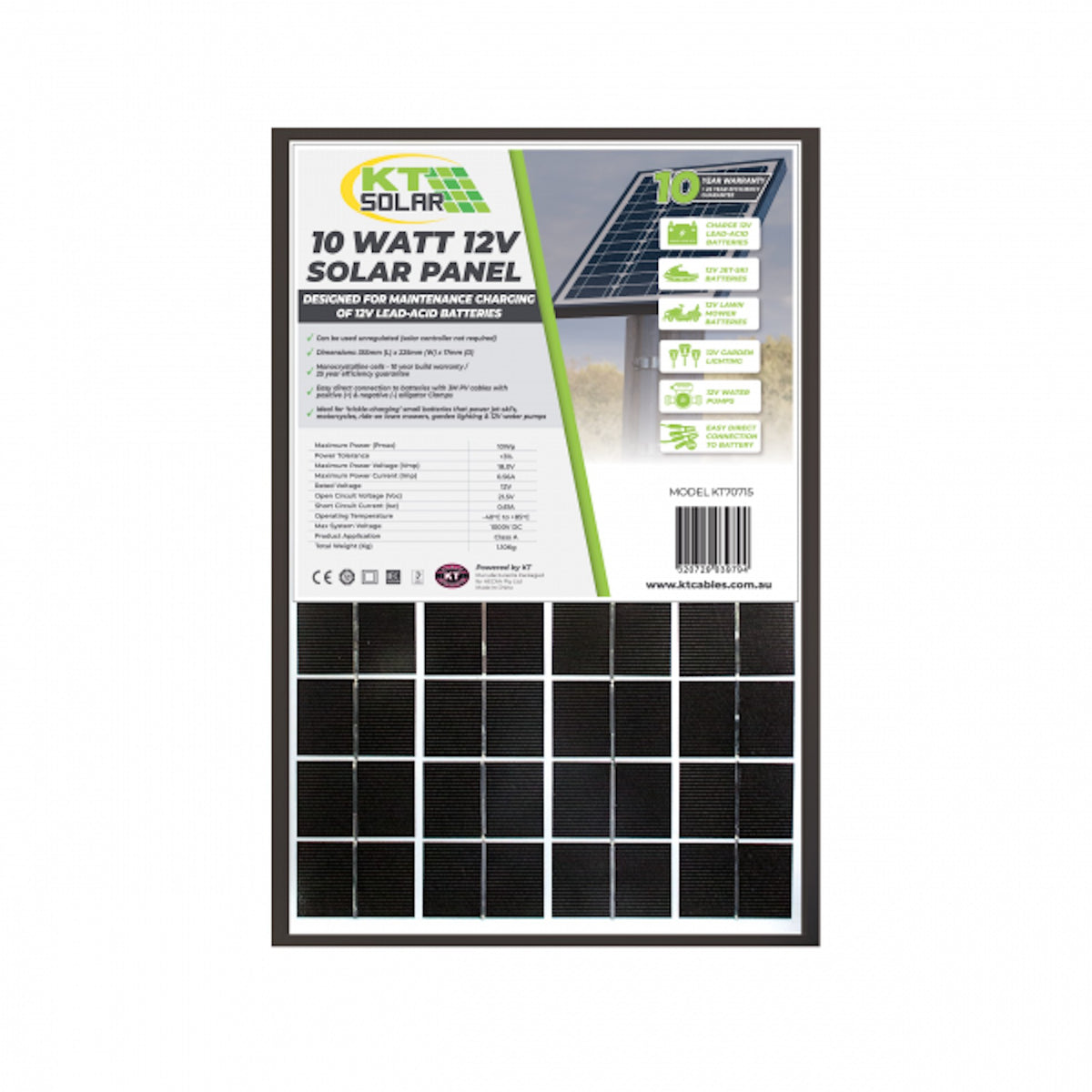 Solar Panel 10 Watt Mono 12V A4EA