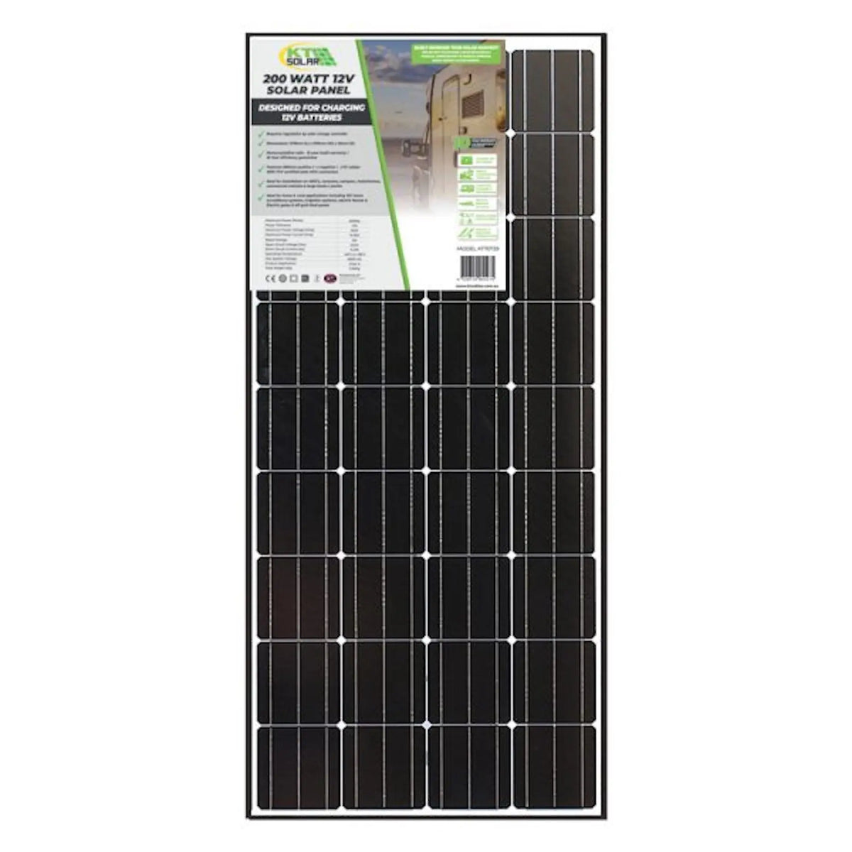 Solar Panel 200W Mono - 1476mm x 670mm x 35mm A4EA