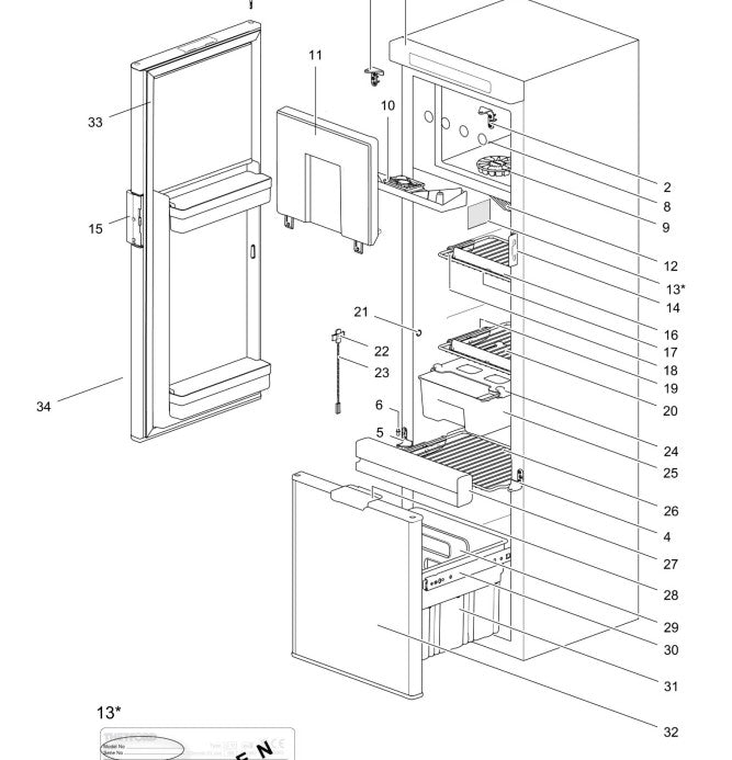 Storage Shelf 340 x 268 - Suits Thetford N4141 Fridge Thetford